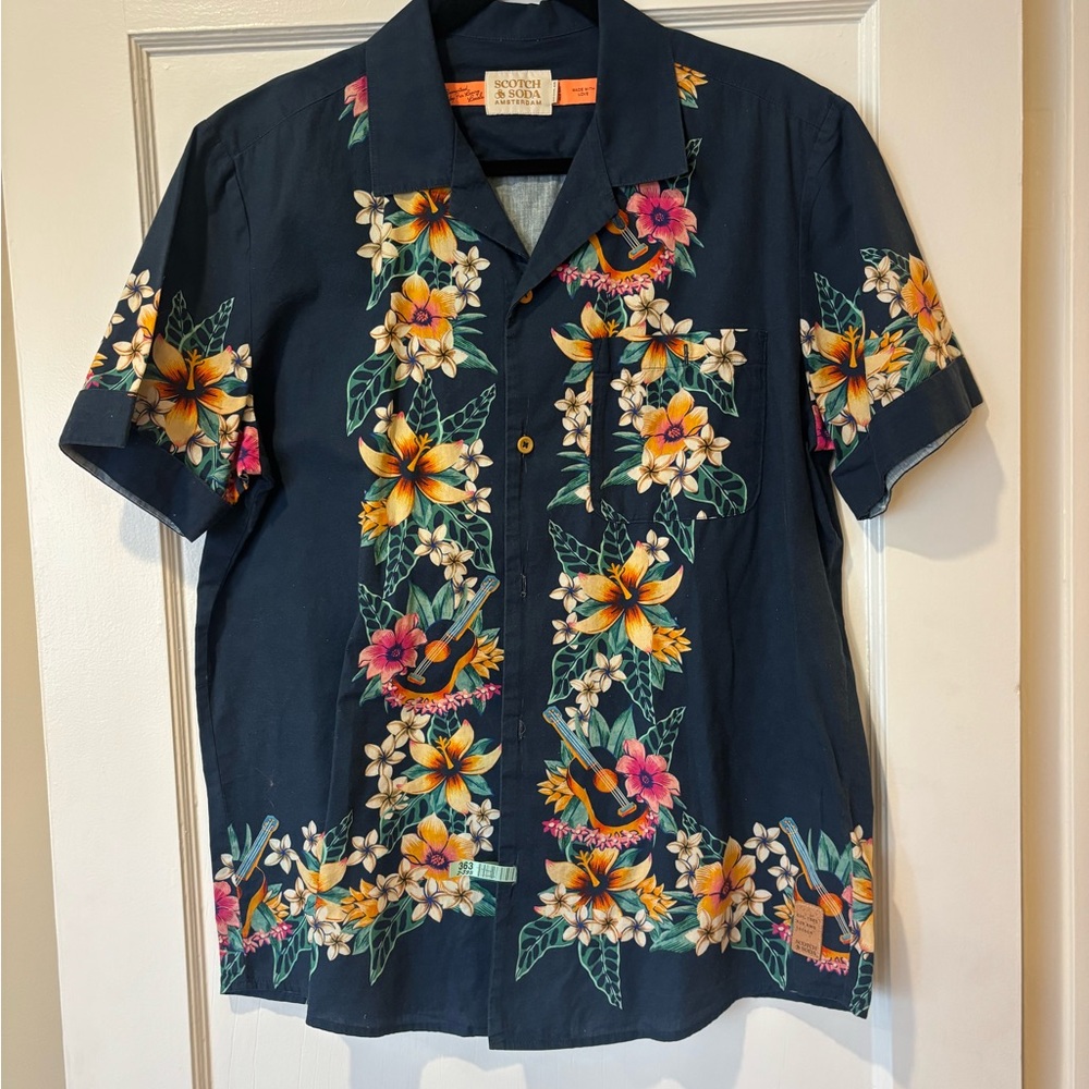 Scotch & Soda Navy Floral Button Down Shirt